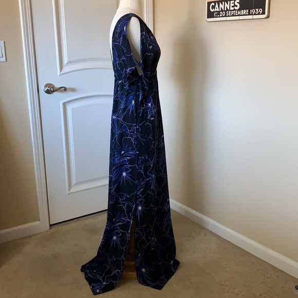 CLUB MONACO Blue Silk Maxi Dress, Size 2 - Picture 3 of 15